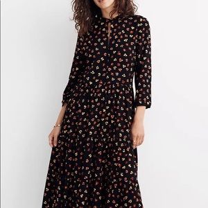 Madewell Button-Front Tier Floral Midi Dress